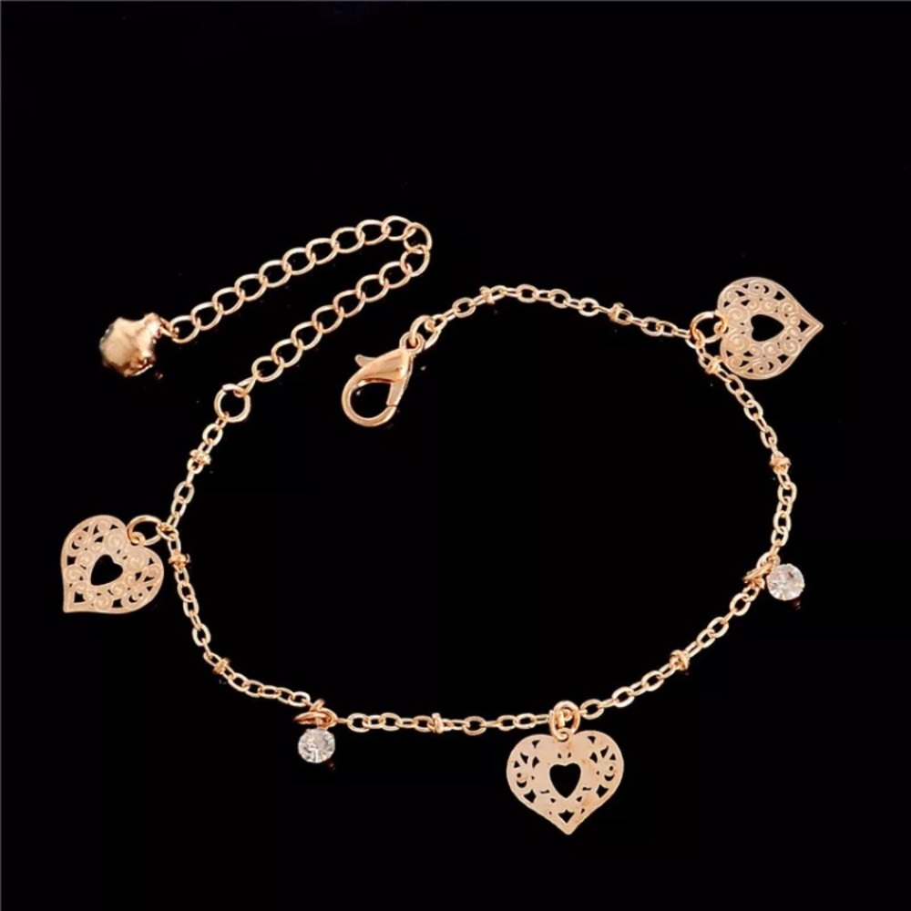 Gold Heart within Heart Anklet